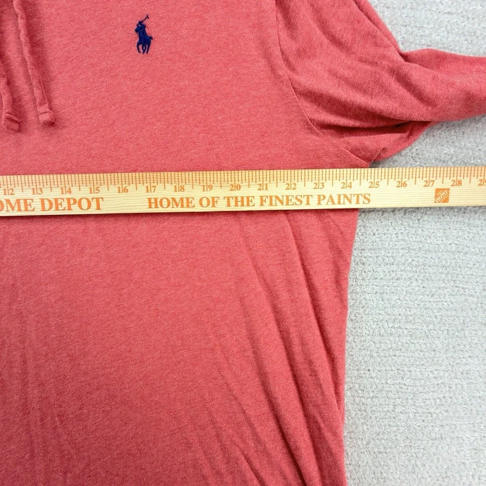 Polo Ralph Lauren Hooded T Shirt Mens XL Red Cotton Jersey Pony Hoodie